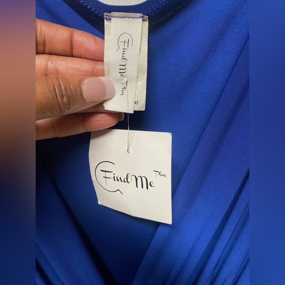 Find Me Plus Romper Dress Royal Blue Short Sleeve V Neck Elegant Size 1X - Picture 6 of 12